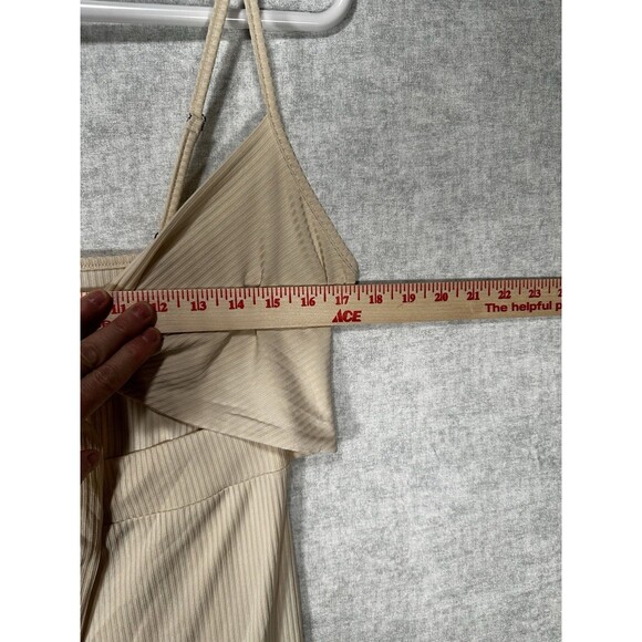 Lyaner Beige Sleeveless Cut-Out Front Midi Dress Women's Medium Body Con - Picture 4 of 9